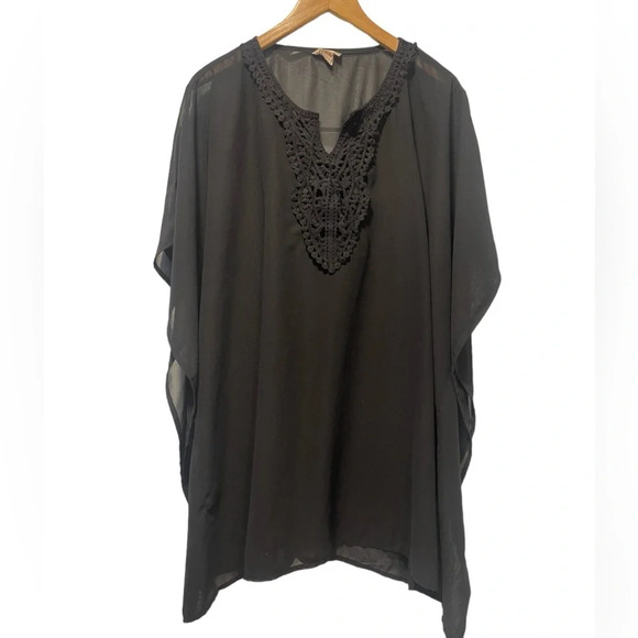 Beaches and Boho | Sheer Boho Crochet Cape Swim Coverup - Picture 1 of 4